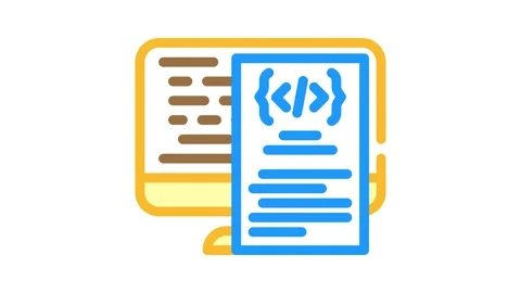 Software documentation technical writer color icon animation Stock Footage 327264978