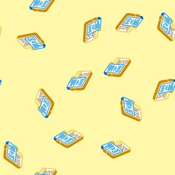 Software documentation technical writer isometric icon seamless pattern Stock Illustration