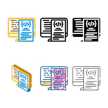 Software documentation technical writer minimal color icon vector Illustrazione stock