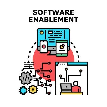 Software enablement concept developing modern technology applications イラスト素材