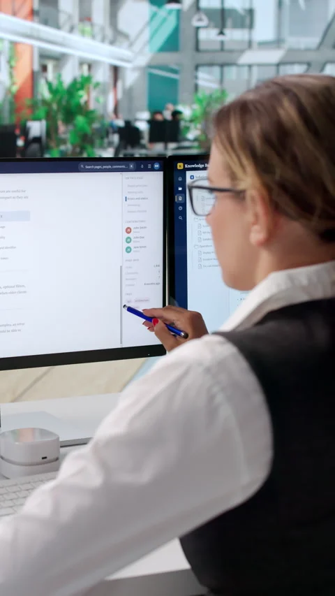 Software Engineer Analyzes AI-powered Knowledge Base Stock Footage 342972764