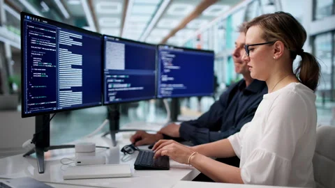 Software Engineer And Analyst Working Together Coding Secure 스톡 동영상 337225555