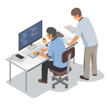 Software Engineer and Programer Run Test project Stock Illustration