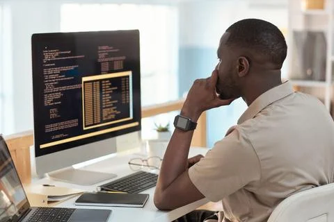 Software Engineer Checking Programming Code Stock Photos
