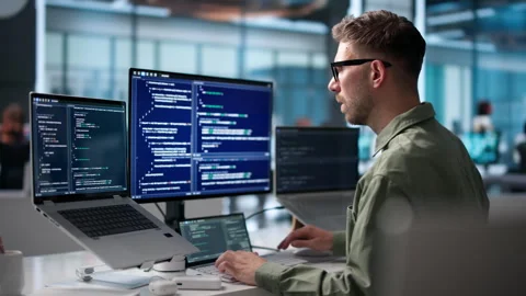 Software Engineer Coding On Laptop Stock Footage 340997151