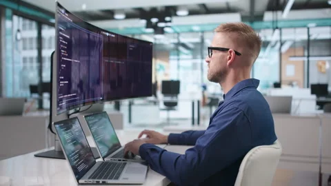 Software Engineer Coding On Laptop Stock Footage 346924417