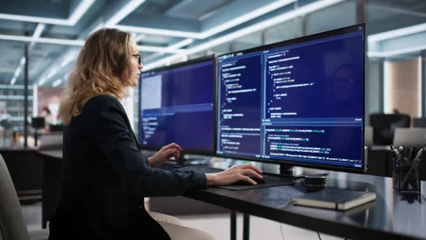 Software Engineer Coding In Office Stock Footage 329680365