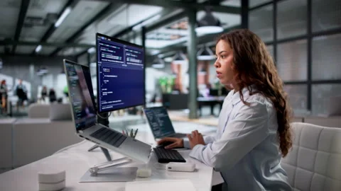 Software Engineer Coding Securely On Laptop Stock Footage 335882379
