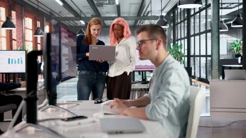 Software Engineer Collaborates With Team, Coding Agile Solutions Stock Footage 332901974