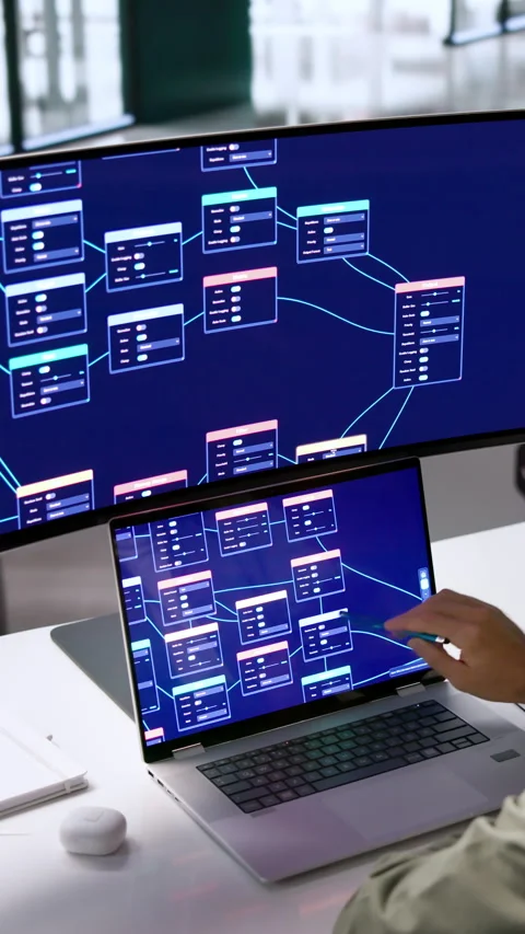 Software Engineer Designs Workflow Automation Using Low Code Platform Tools Stockbeeldmateriaal 347910306