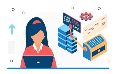 Software engineer developer maintaining database system Stock Illustration