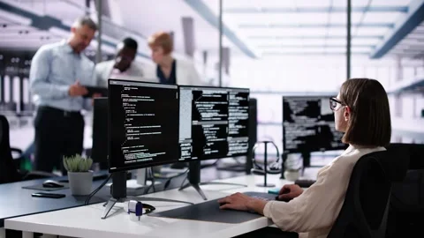 Software Engineer Developer Using Desktop Computer Stock Footage 276975149