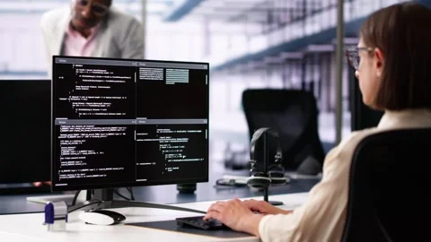 Software Engineer Developer Using Desktop Computer Stock Footage 277905808