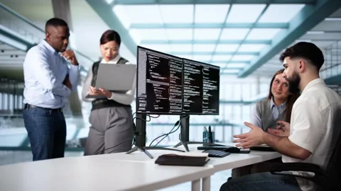 Software Engineer Developer Using Desktop Computer Stock Footage 299944334