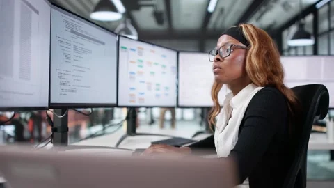 Software Engineer Developer Using Desktop Computer Stock Footage 310808510