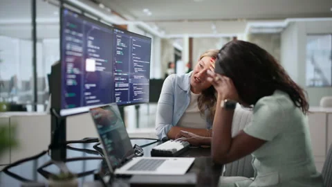 Software Engineer Feeling Tired And Stressed While Working Stock Footage 347285420