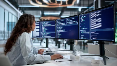 Software Engineer Focused On Coding Secure Data Systems Stock-Footage 335881559