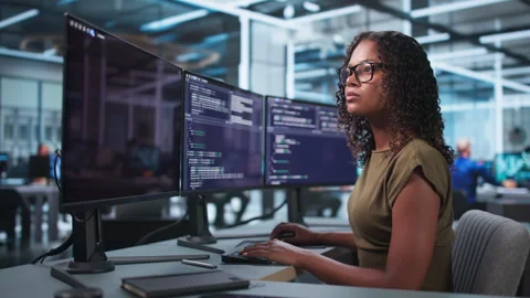 Software Engineer Focuses Intently Stock Footage 341009512