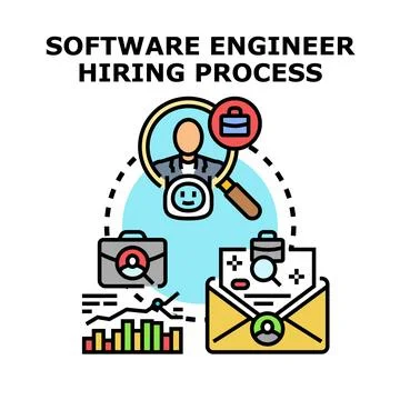 Software engineer hiring process and recruitment strategy 库存插图