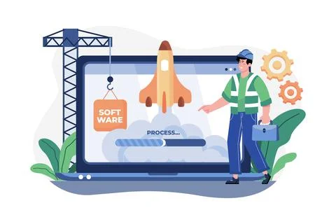 Software Engineer Illustration concept. A flat illustration isolated on white Stockillustratie