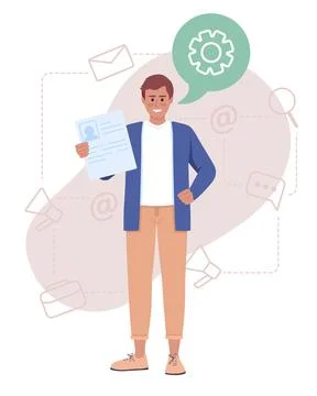 Software engineer looking for job vacancy 2D vector isolated illustration Stock Illustration