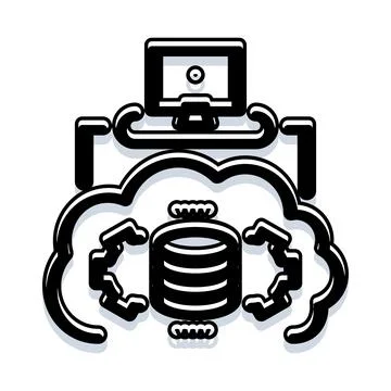 Software engineer managing cloud data server architecture Stockillustratie