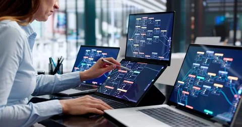 Software Engineer Rapidly Builds App Using Low Code Platform Tools. Фото