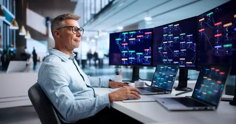 Software Engineer Rapidly Builds Business Applications Using Low-code Platfor 库存照片