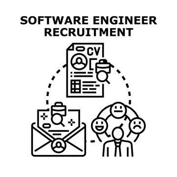 Software engineer recruitment process for hiring professional Stockillustratie