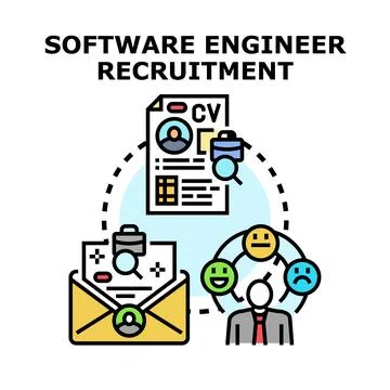 Software engineer recruitment process for hiring professional 库存插图