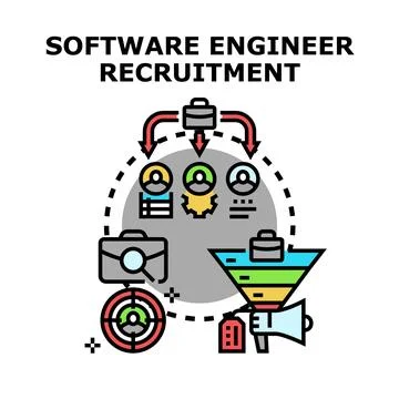 Software engineer recruitment process onboarding talent acquisition イラスト素材
