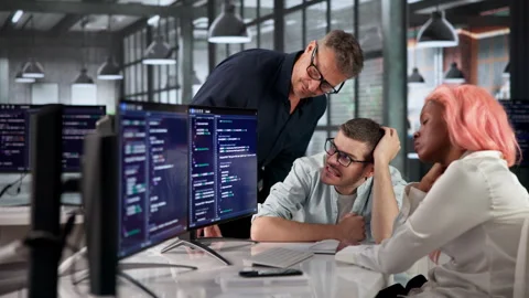 Software Engineer Struggles To Fix Broken Code Stock Footage 332497098