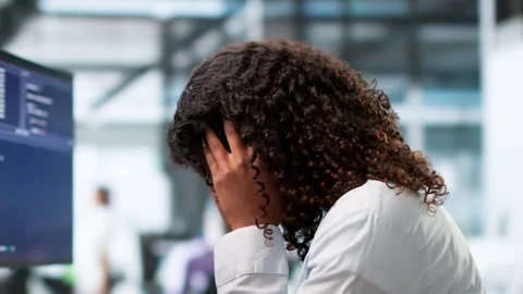 Software Engineer Struggles With Headache While Coding Late Stock Footage 339191293