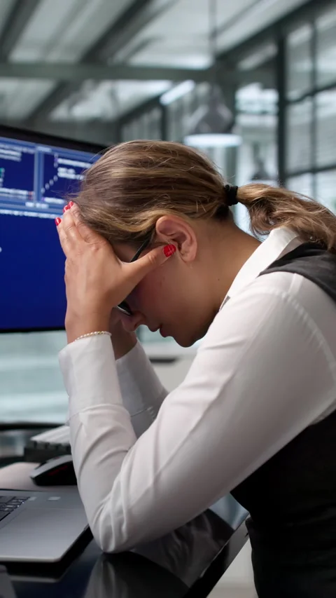 Software Engineer Struggles With Migraine While Coding Late Stock Footage 341001884