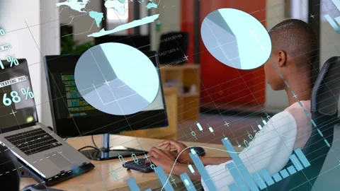 Software engineer typing code after colleague pointing at screen, animating Stock Footage 330780366