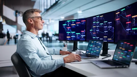 Software Engineer Uses Low Code Platform Stock Footage 345318310