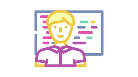 Software engineer worker color icon animation Stock Footage 327271297