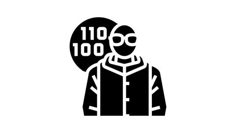 Software engineer worker glyph icon animation Stock Footage 326158241