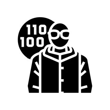 Software engineer worker glyph icon vector illustration Stock Illustration