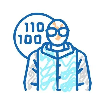 Software engineer worker icon doodle illustration Illustrazione stock