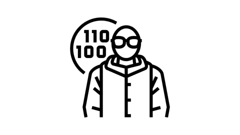 Software engineer worker line icon animation Stock Footage 326136665