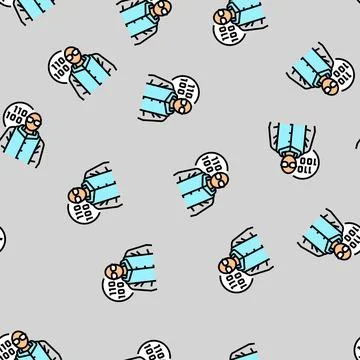 Software engineer worker vector seamless pattern Illustrazione stock