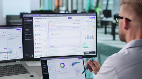 Software Engineer Working On AI Application Using Laptop Stock Footage 347897143