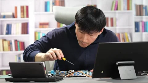 Software Engineer working on an Artificial Intelligence program Stock Footage 295394964