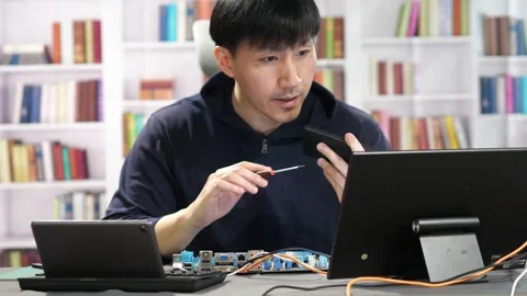 Software Engineer working on an Artificial Intelligence program Stock Footage 295395004