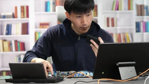 Software Engineer working on an Artificial Intelligence program Stock Footage 295395007