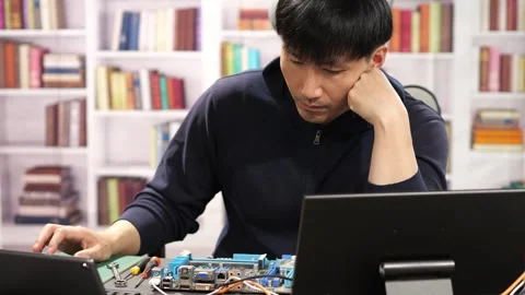 Software Engineer working on an Artificial Intelligence program Stock Footage 295395051