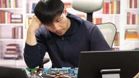 Software Engineer working on an Artificial Intelligence program Stock Footage 295395054