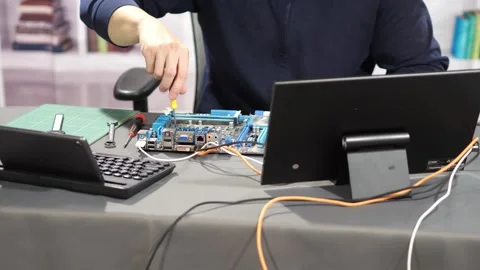 Software Engineer working on an Artificial Intelligence program Stock Footage 295395055