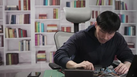 Software Engineer working on an Artificial Intelligence program Stock Footage 295395073